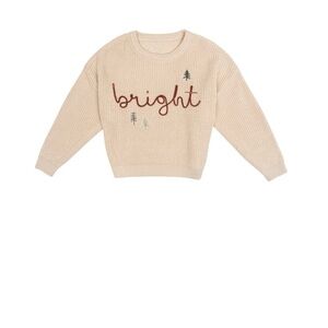 Light Beige Sweater with 'Bright' Embroidery Boys Size 2t NEW